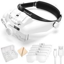 Headband Magnifying Glass with Light, Rechargeable Head Magnifying Glasses 1X to