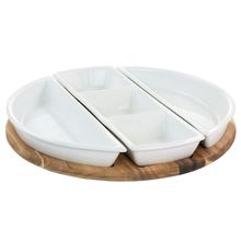 Gibson Elite Gracious Dining 4 Piece Fine Ceramic Sectional Tray Set with Aca...