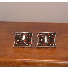 Pre-Owned Rectangle Polka Dot Cuff Links