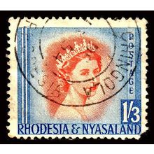 Africa Rhodesia & Nyasaland 1954 Queen Elizabeth II 1'3 Used Stamp QE II