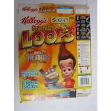 Kelloggs Honey Loops 2002 Jimmy Neutron Empty Cereal Box 375g Box only