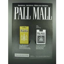 1976 Pall Mall Gold 100's, Extra Mild Cigarette Ad - Decisions