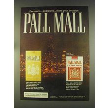 1976 Pall Mall Cigarettes Ad - Decisions... Decisions