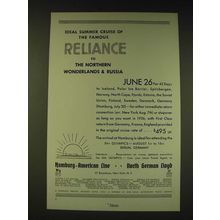 1936 Hamburg-American Line Ad - Ideal Summer cruise of the famous Reliance