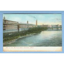 MA Lawrence Mills On Merrimac River View Of River w/Large Factories And Br~952