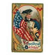 Washington's Birthday Patriotic Embossed Postcard.