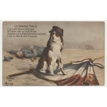 LE GARDIEN FIDÈLE Patriotic France art Postcard WW1 WWI Soldier Dog and flag,