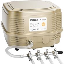 INCLY 7W Ultra Silent Aquarium Air Pump - 245 Gallon/Hr, 4 Adjustable Outlets -