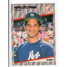 1989 Fleer Hipolito Pena rookie card #263- RC-NM-Yankees