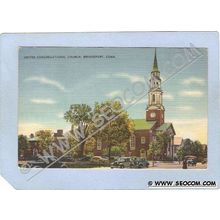 CT Bridgeport United Congregational Church Street Scene w/Old Cars ct_box1~234