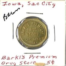 Barkl's Premium Drug Store Brass 5 Cent Medal BU
