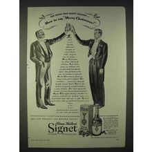 1940 Hiram Walker's Signet Whiskey Ad - Christmas