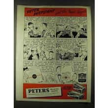 1945 Peters Police Match Ammunition Ad - Peter Peepsight and the Paper Targets