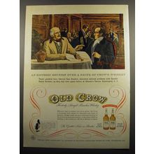 1955 Old Crow Bourbon Ad - An historic reunion over a drink of Crow's Whiskey