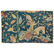 Persian Silk Tissue Hunting Scene Antique Safavian Embroidery Postcard
