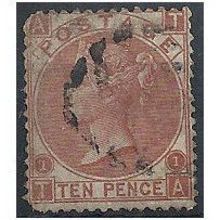 1867 SG112 10d Red-Brown Good Used couple of pulled perfs "TA" ...