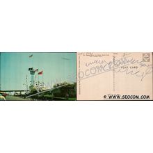 CT New London Postcard Theme Tower Ocean Beach Park w/Old Ambulance Parked~1791