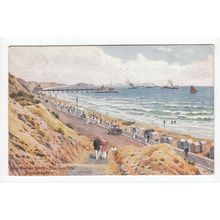Marine Drive & Boscombe Pier Dorset 1922 A R Quinton Postcard Art 1193