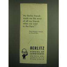 1949 Berlitz School of Language Ad - My Berlitz French made me the envy of all