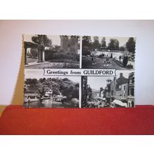 multiview, GUILDFORD, Surrey. used vintage postcard RP by Valentine 1961 pm =