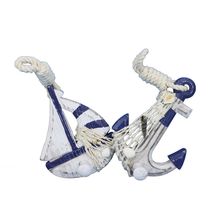 Pack Of 2] Wooden Rustic Decorative Blue Sailboat/Anchor Wall Accent w/ Hook...