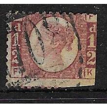 GB 1870 QUEEN VICTORIA 1/2d ROSE PLATE 13 SG49 FK short perfs