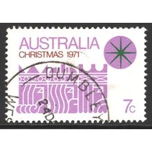 AUSTRALIA 1971: CHRISTMAS - 7c GREEN STAR ON WHITE USED (G5)