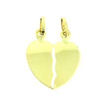 14K Yellow Gold Couple Broken Breakable Split Heart Pendant Charm 27x20 mm
