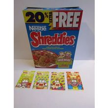 Nestle Shreddies Empty Cereal Box 1995 Zig and Zag Joke Factory Joke Machine Set