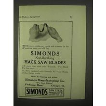 1922 Simonds Non-Breaking Hack Saw Blades Ad