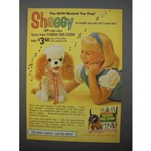 1966 Purina Dog Chow Ad - Shaggy Musical Toy Dog