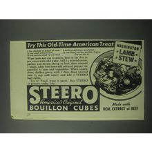 1941 Steero Bouillon Cubes Ad - Recipe for Washington Lamb Stew