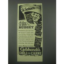 1941 Gebhardt's Chili Con Carne Ad - Si Senora