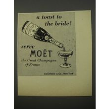 1954 Moet Champagne Ad - A toast to the bride