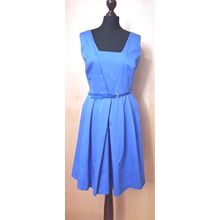 Oasis Blue Cobalt Cotton Fit & Flare Dress Belt 16 UK