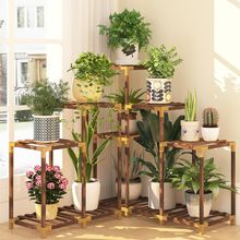 HOMKIRT Plant Stand Indoor Outdoor, 11 Tier Corner Shelf Wood Rack Organizer Dis