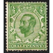 1911 -1912 King George V - ½d Green Used C5