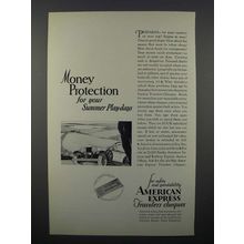 1929 American Express Travelers Cheques Ad - Protection