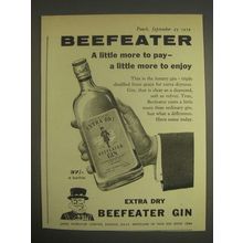 1959 Beefeater Gin Ad - Beefeater a little more to pay a little more to enjoy
