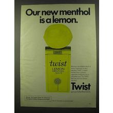 1974 Twist Lemon Menthol 100's Cigarettes Ad - A Lemon