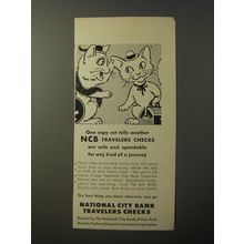 1953 National City Bank Travelers Checks Ad - One copy cat tells another
