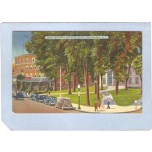 New York Plattsburgh Hotel Witherill & Post Office Street Scene w/Old Cars~1196
