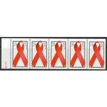 2806b 29c AIDS Very Fine MNH Pane/5 P# K111 L00578