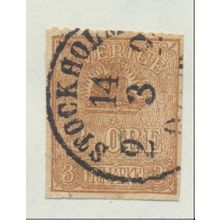 Sweden Stamp Scott #13, Used, Cut Close