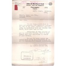 ALFRED HERBERT LTD. Coventry 1942 letter .... =
