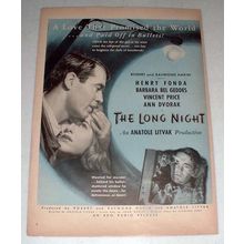1947 The Long Night Movie Ad w/ Henry Fonda