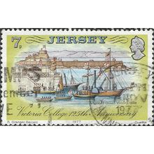 JERSEY, SHIP, Victoria College, yellow 1977, 7p, #3