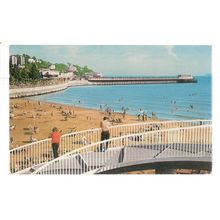 THE PIER FROM FOOTBRIDGE, TORQUAY, DEVON used vintage postcard 1975 =