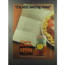 1988 Hunt's Spaghetti Sauce Traditional Ad - I'm still hearing raves