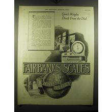 1921 Fairbanks Scales Ad - Quick weights direct from the dial